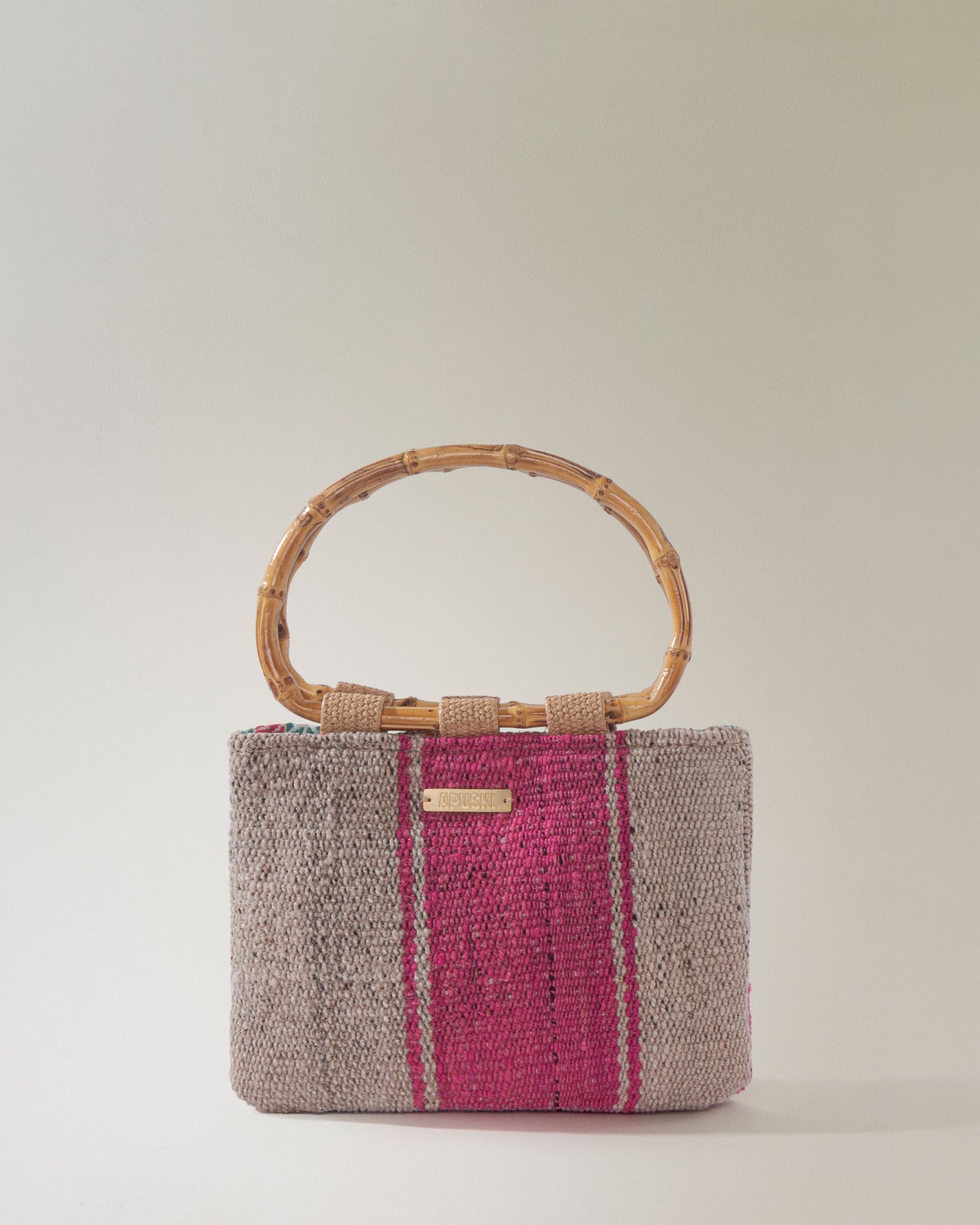 Bolso de Mano Bambú Rosado