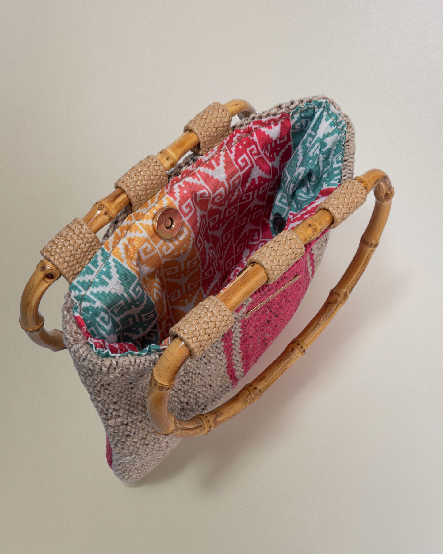 Bolso de Mano Bambú Rosado